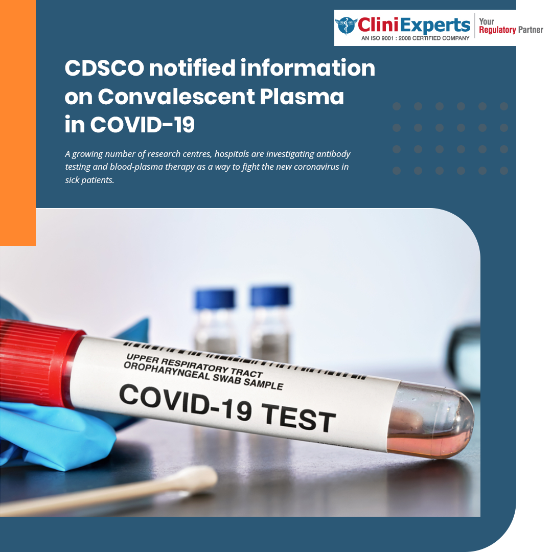 CDSCO notified information on Convalescent Plasma in COVID-19