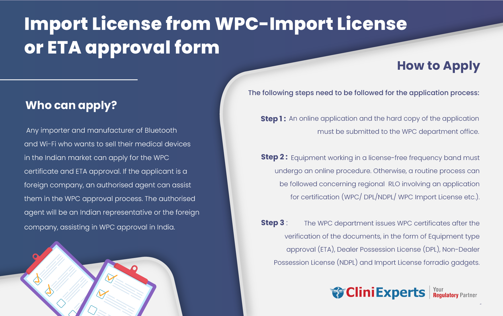 WPC License, WPC Approval, ETA Consultant | WPC Certificate For Import -CliniExperts